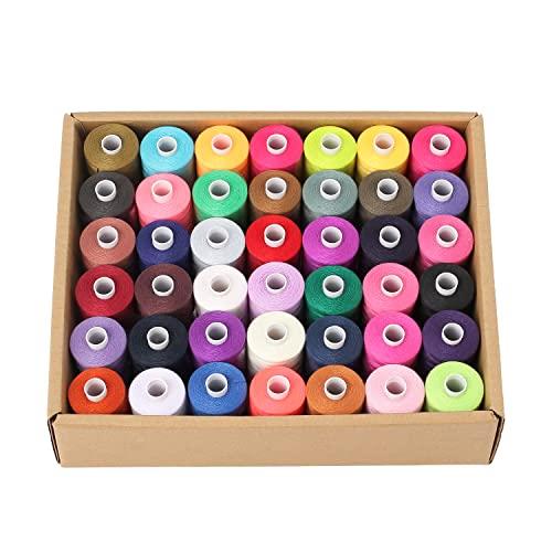 Windman ミシン糸セット 60番 42色 1000ヤード/巻 キングスパン スパン糸 普通地用...