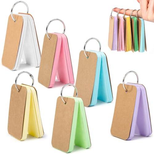 単語帳 暗記カード 6個入り 300枚 携帯メモ帳 携帯用単語帳 ノートブック リングバックル空の白...