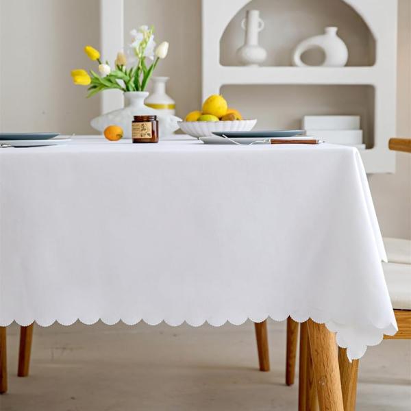 Forhomelife テーブルクロス 白 無地 テーブルカバー シンプル 長方形 135×180c...