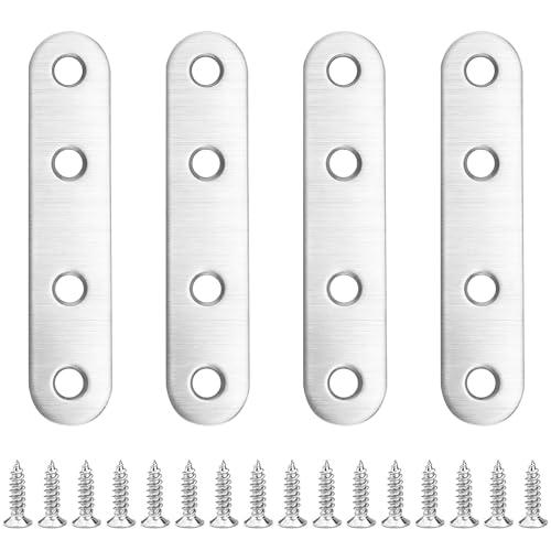 接合金具 家具固定板 ジョイント金具 I字金具 96*16mm  4個入り ステンレス製ネジ16本付...