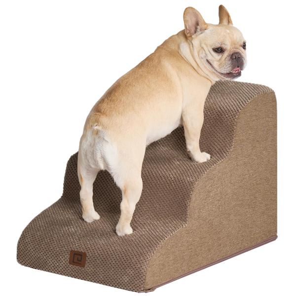 EHEYCIGA 犬階段 3段 カーキ ドッグステップ ペット階段 滑り止め付き 洗える カバー取り...