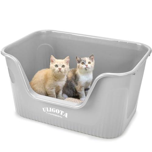 ULIGOTA 超大型猫用トイレ オープンタイプ 大きい猫 多猫 本体 簡単掃除 清潔 飛散防止 一...