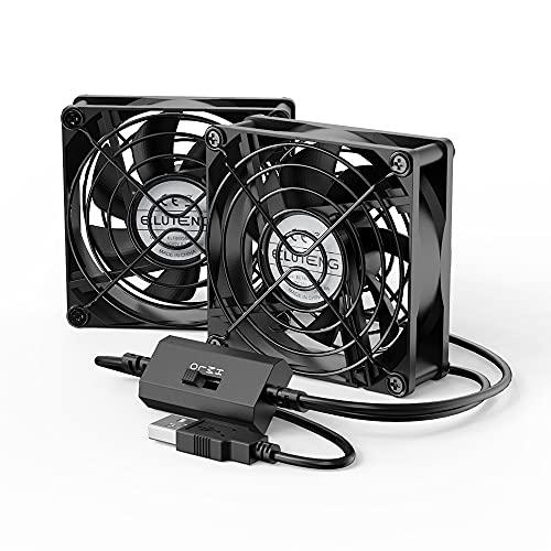 ELUTENG USBファン 8cm 2連 冷却ファン 強力 静音 冷却ファン 3段階風量調節 PC...