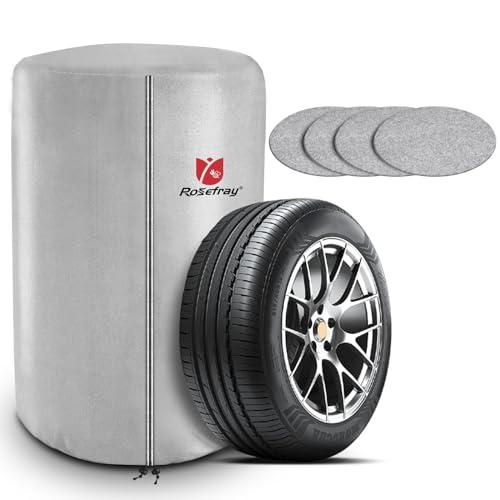 Rosefray タイヤカバー 屋外 フェルトパッド4枚付き 防水 4本タイヤ保管 420D 幅73...