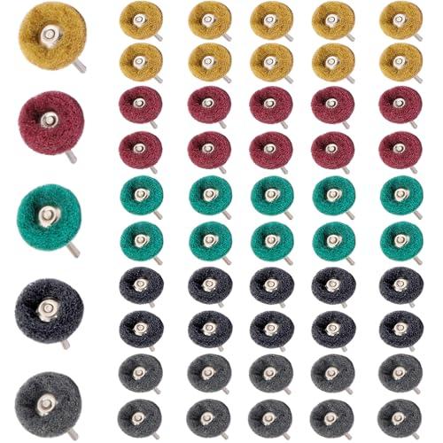 STEBRUAM リューター バフ 50個セット 3mm軸 繊維バフ ルーター バフ ホイール ナイ...