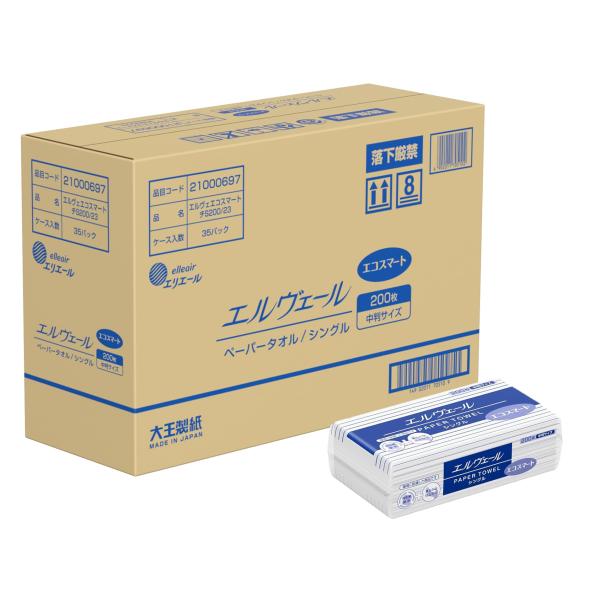 エルヴェール ペーパータオル エコスマート シングル 中判