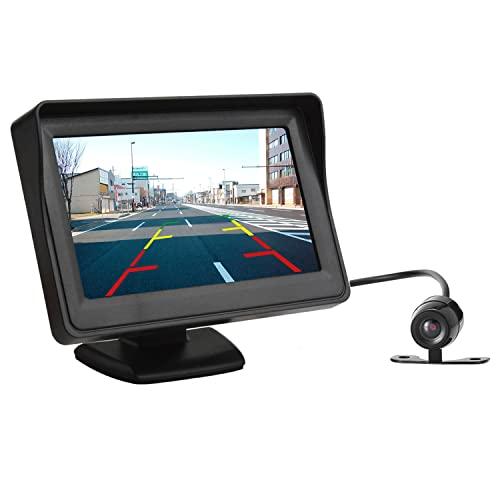 Antion 4.3インチLCDモニター バックカメラセット フロントカメラ兼用 リアカメラ ケーブ...