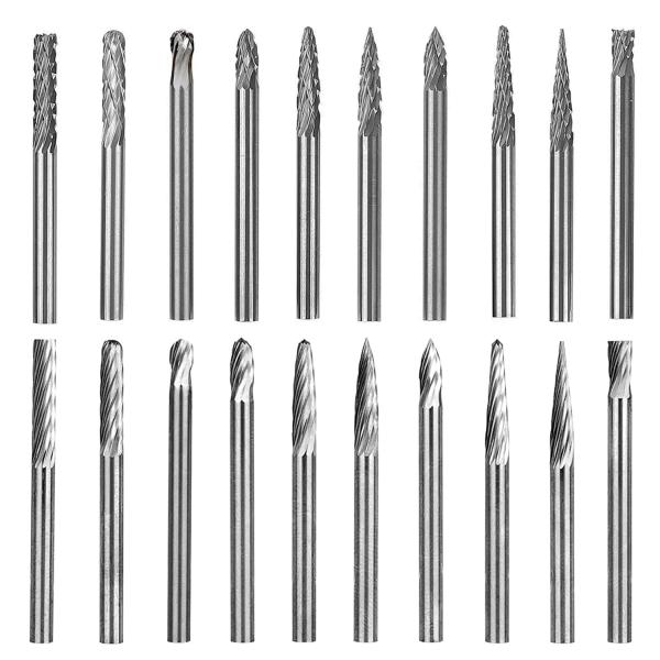 Kimlonton 20本セットロータリーバー 超硬刃リューター ビット シャンク径約3mm 刃幅約...