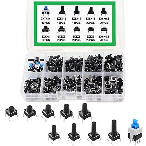 押しボタンスイッチ タクトスイッチ セット 10種類 180個入り 4ピン 押しボタンスイッチ 小型...