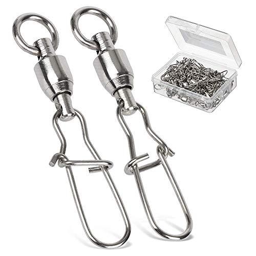 AMYSPORTS 高強度 ステンレス スイベル 耐腐食 海釣り 釣り道具 ルアー スナップ ボール...