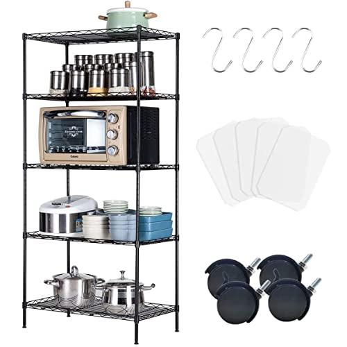 スチールラック メタルラック キッチンラック 本体 高さ調節 5段 防サビ加工 棚 収納 頑丈 キャ...