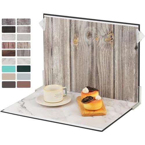Meking 撮影背景セット 背景紙＋レフ板セット 9枚セット 木目/大理石/コンクリート/カラー柄...