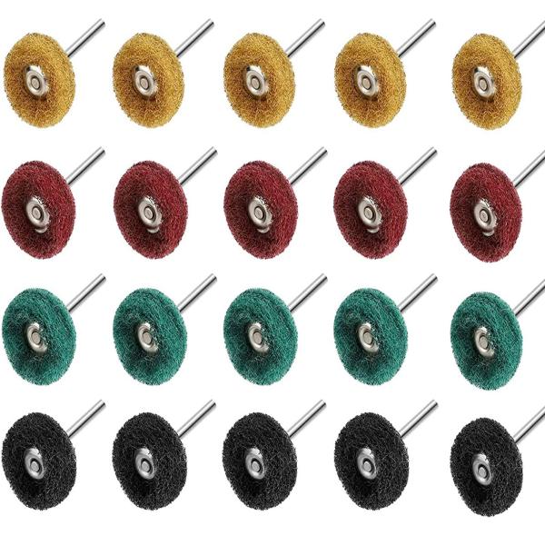 リューターバフ 2.35mm軸 研磨ヘッド 鏡面研磨や金属磨き仕上げ ポッリシング 混合色20個入り