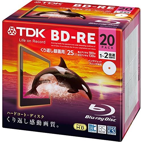 TDK 録画用 BD-RE 25GB 1-2倍速 ホワイトワイドプリンタブル 20枚 5mmケース ...