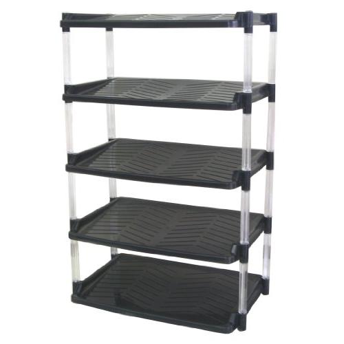 平和工業Heiwa Kougyou シューズラック クリスタル ワイド 5段 グレイ