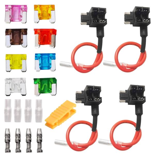 DanYun 4個 平型低背 ヒューズホルダー 車平型ヒューズホルダー ヒューズホルダー 電源取り出...