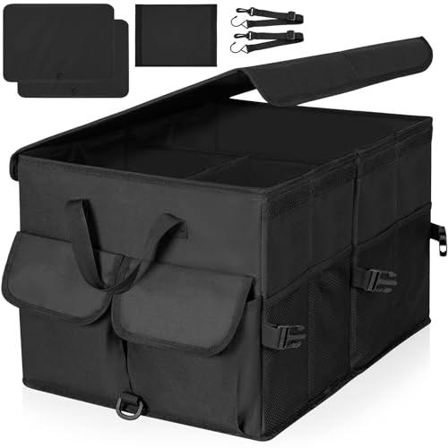 BQKOZFIN 車用 トランク収納ボックス 折りたたみ可能 車用収納ボックス 蓋付き 仕切り付き ...