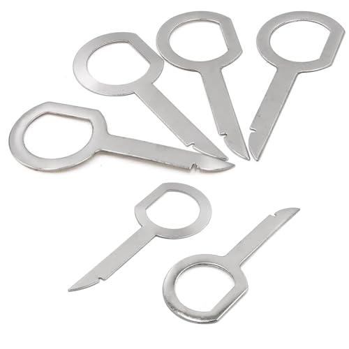 カーオーディオ除去工具 カーラジオの削除ツール ステレオ オーディオパネル解体 ステンレス 銀色調 ...