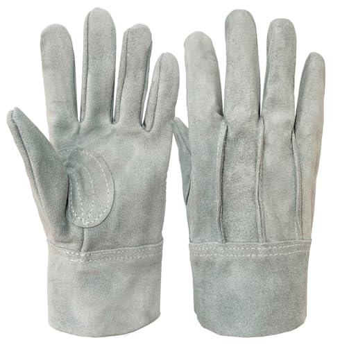 クラニス 作業用牛革手袋，AB級皮革｜難燃性断熱｜自動車修理・運搬・工場作業・電気溶接に最適｜焚き火...