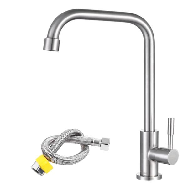 SUS304ステンレス キッチン蛇口 キッチン用水栓 シンク蛇口 手洗いボウル用水道 シングルレバー...