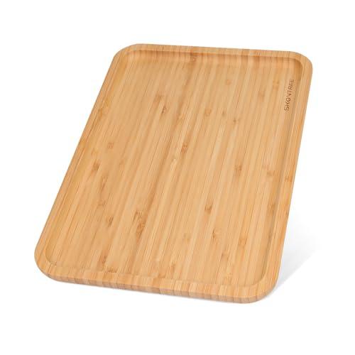 Skovtree 竹製 トレー お盆 滑らない 洗える 乾きやすい 厚め 裏表が植物油で処理され 長...