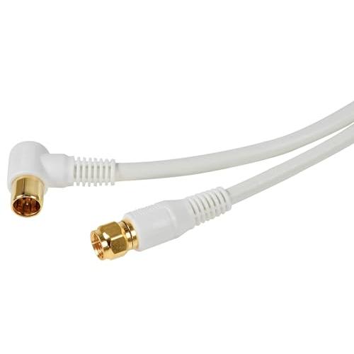 N-CATエヌキャット テレビ接続ケーブル S4C 5ｍ L型プラグ-ストレートネジ式プラグ ホワイ...
