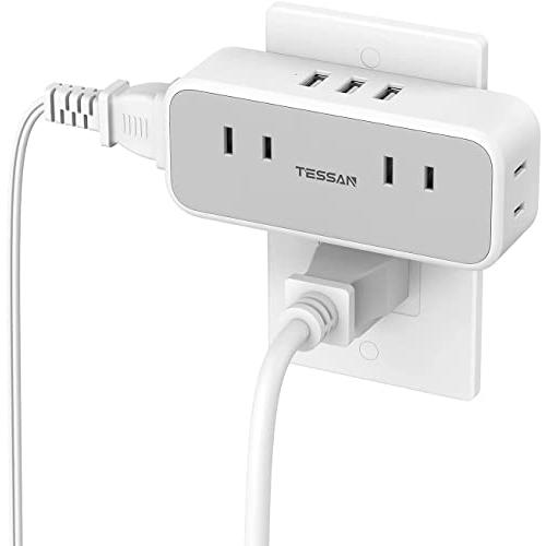 TESSAN USB コンセント タップ 電源タップ 4個AC口 3個USBポート USBタップ o...