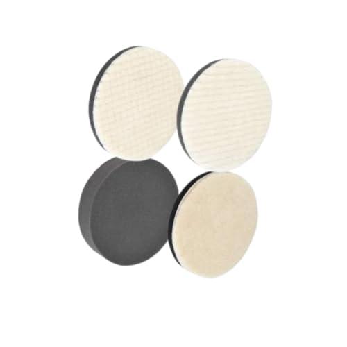 ポリッシャーバフ スポンジバフ 100mm 研磨スポンジ マジックテープ式 3ウールバフ+1極細スポ...