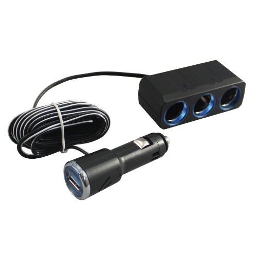 槌屋ヤックTsuchiya Yac 車内用品 ソケット分配器 3連リングライトソケット+USBポート...