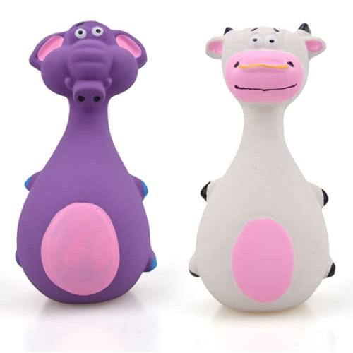 2パックきしむラテックス犬用おもちゃ大きな腹の動物の家族のインタラクティブな咀嚼玩具サウンドトレーニ...