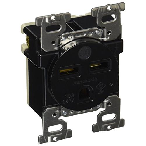 パナソニックPanasonic 接地2P30A 埋込コンセント ブラック WF3630B