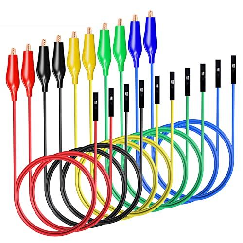 Cleqee ブレッドボードメスジャンパーワイヤー ワニ口クリップ ソフトフレキシブルシリコーンテス...