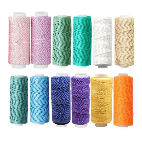 aninkao 蝋引き糸 ロウビキ糸 12色 ワックスコード 直径0.8mm 長さ30ｍ レザークラ...