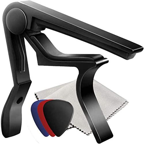 RocksoN ワンタッチ ギター カポタスト ファイバークロス ティアドロップ タイプ ピック 6...