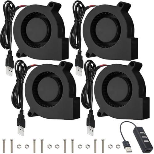 JYUDAUFU 4個 50×15mm ブロワー冷却ファン DC 5V 5015 ブラシレスタービン...