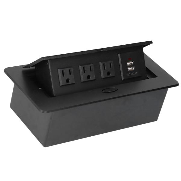 電源タップ デスクトップソケット スローオープン 防水 埋め込みコンセント 3つ口 USB電源付き ...