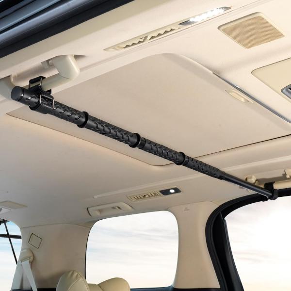 Mozan 車用ハンガーバー インテリアバー マルチグリップバー 伸縮自在 衣類ハンガー 釣り竿 ス...