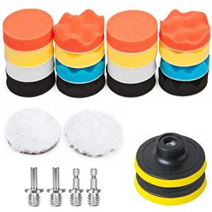 DFsucces ポリッシャー バフ 電気 電動ドリル用 洗車車磨きスポンジ 80mm 24個セット 研磨艶出し 塗装仕上げ 水垢取り電気ドリル