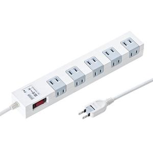 サンワサプライ 電源タップ 10個口 2P  たくさん挿せるレイアウト 雷ガード 一括集中スイッチ 裏面マグネット スイングプラグ ホワ