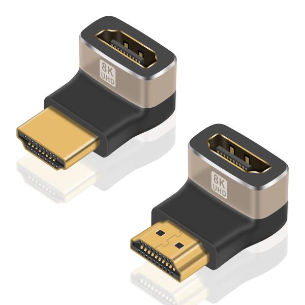 Duttek HDMI L型変換アダプタ 8K L字型HDMI変換アダプタ HDMI2.1オスtoメ...