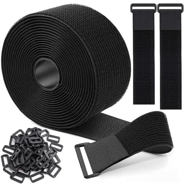 マジック結束バンド 6m 幅5cm+バックル 30個付き、結束テープ 荷締めベルト 固定ベルト 結束...