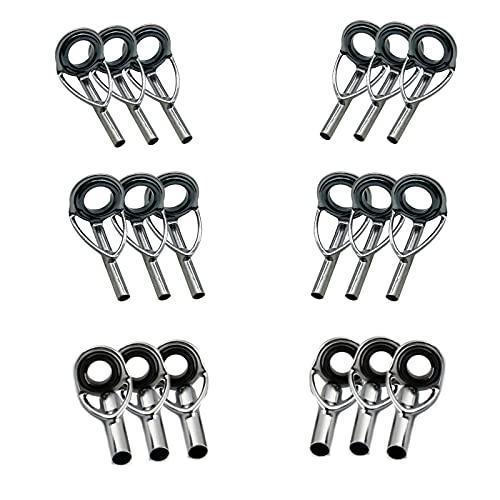 トップガイド ロッドガイド 18個セット ステンレス 釣り竿穂先 交換 修理キット 内径1.0mm〜...