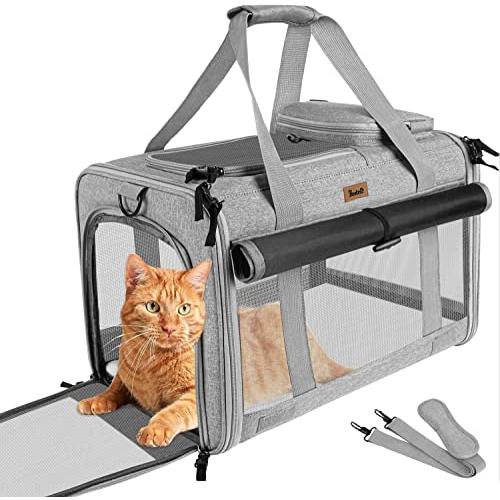 Tresbro 猫 キャリー アップグレード版 猫 きゃりーバッグ ロック式ダブルファスナー カーテ...