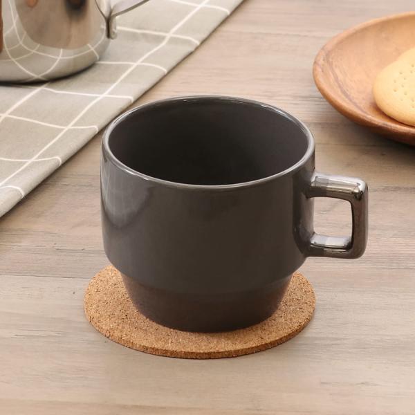 不二貿易 マグカップ 幅9.2~12×奥行9.2×7.8cm ダークグレー 330ml スタッキング...