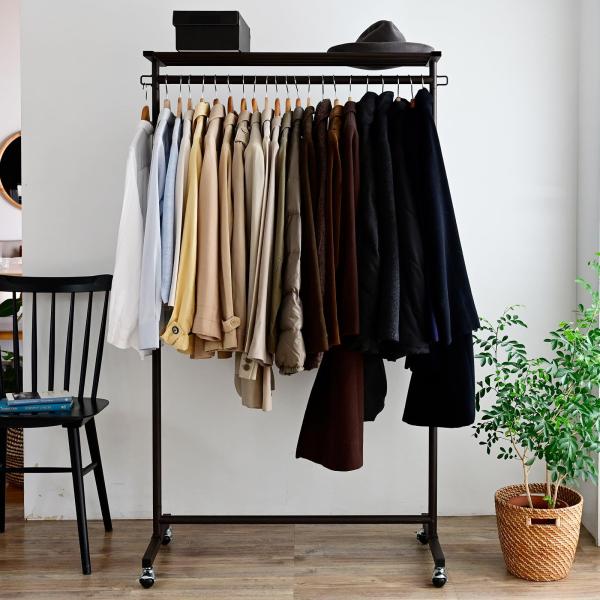 山善 ハンガーラック 頑丈 キャスター付き 棚付き シングル 幅91.5×奥行43×高さ114/11...