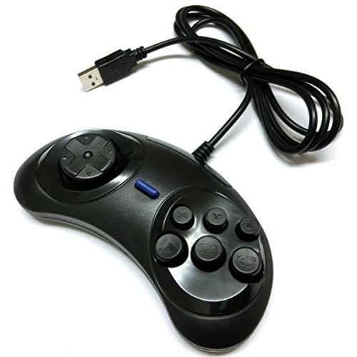 MD6ボタン型PC用USBコントローラー メガドライブパッド形状
