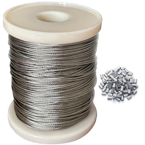 Yoimize ステンレスワイヤー ワイヤーロープ直径1mm 長さ100m 7×7構造 針金 落下防...