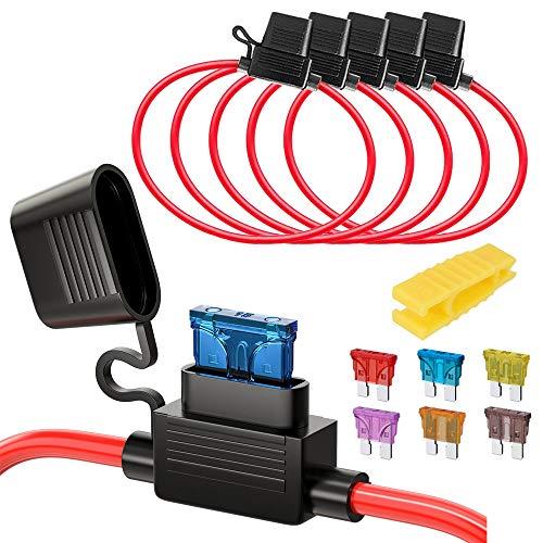 Kiligen 5個インライン ATC ATO ヒューズホルダー 自動車用20A 防水 6個ブレード...