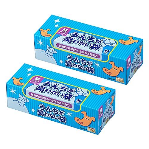 驚異の防臭袋 BOS ボス うんちが臭わない袋 2個セット ペット用 うんち 処理袋カラー：ブルー ...