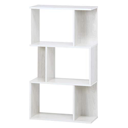 不二貿易 オープンラック シェルフ 3段 幅59×奥行24×高さ106cm ホワイトウォッシュ ディ...